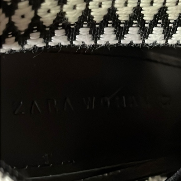 Zara Block Heel Sandals Black & White Lace Up Size Size 6.5 - Picture 13 of 16